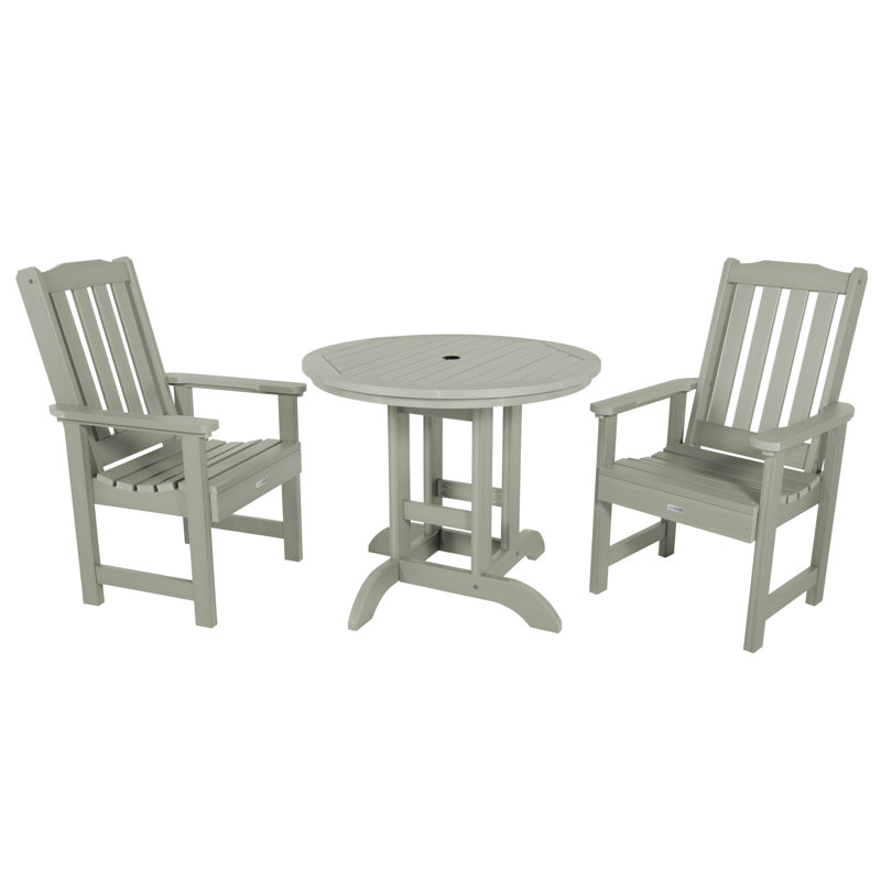Arbnora 4 - Person Patio Dining Set with Round Table, Eucalyptus, 2, 30" H x 36" W x 36" D