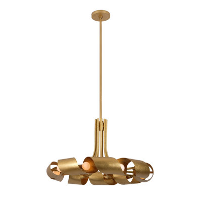 Ribbon 9 LT Bright Gold Chandelier Kalco