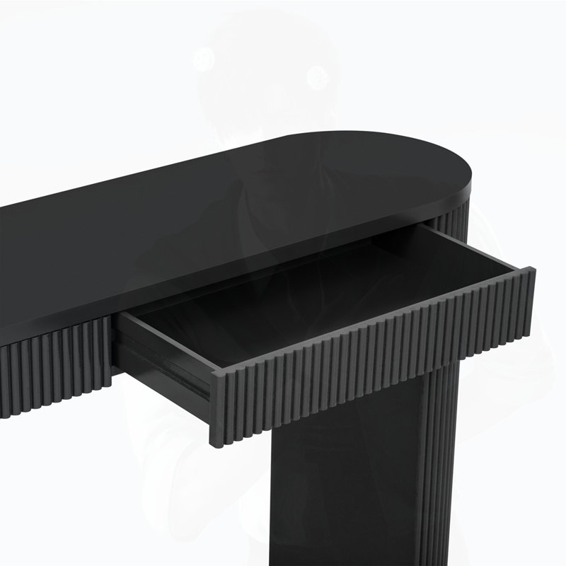 Console avec pieds rayés robustes et arqués, Noir
