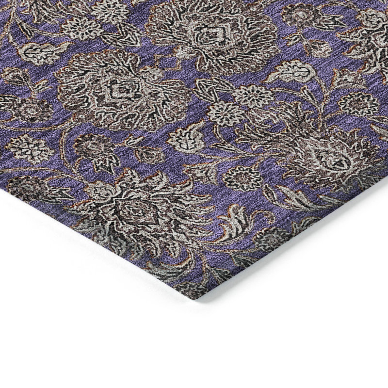Tapis d'intérieur lavable floral beige et taupe 8 pi x 10 pi