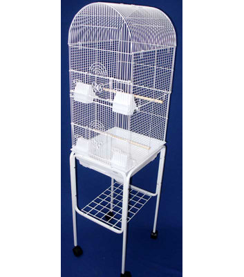 Omalley 54.5 in. Steel Victorian Top Floor Bird Cage with Wheels with Stand with Perch with Tray