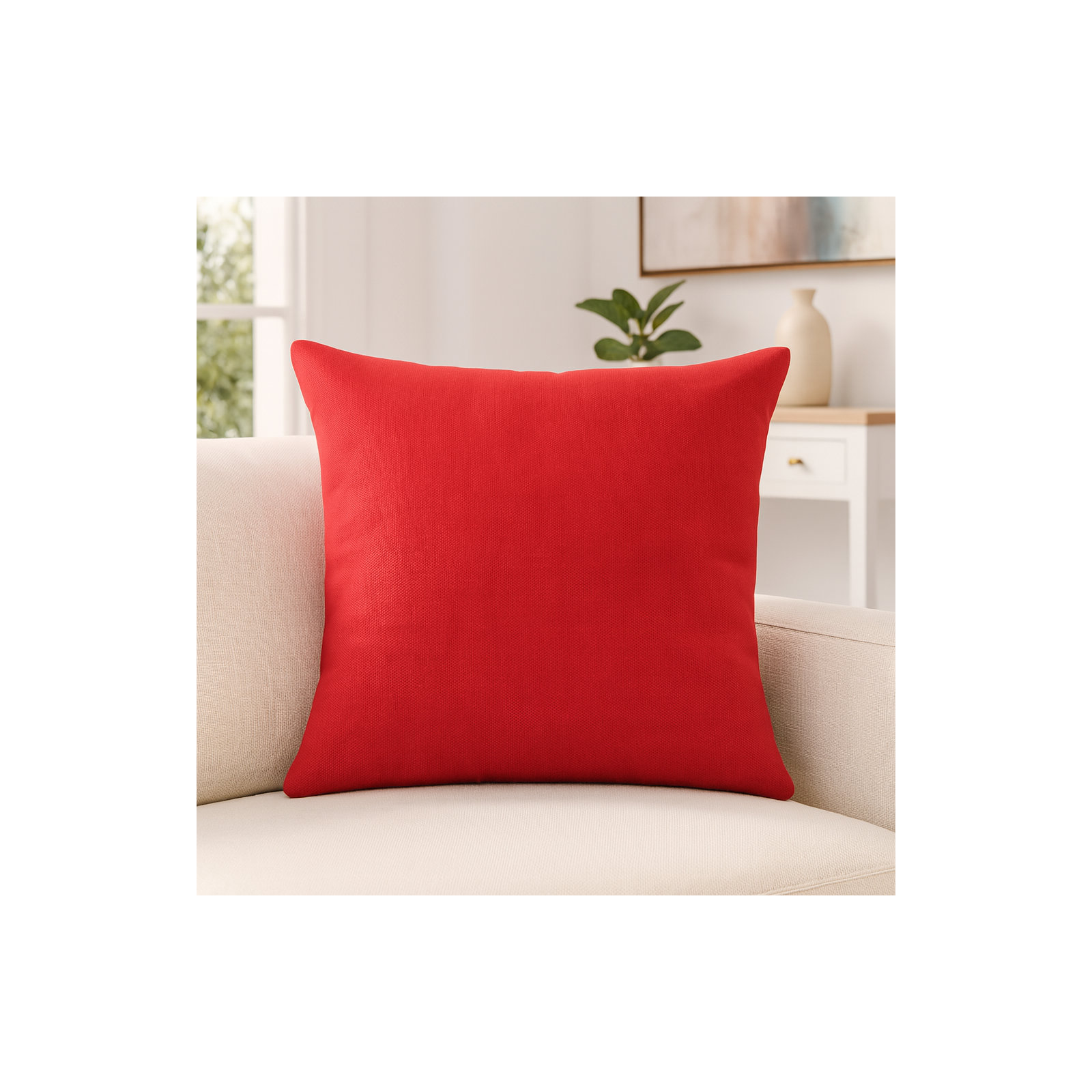 Linen Throw Square Pillow, Red, Pillow Cover Only - No Insert