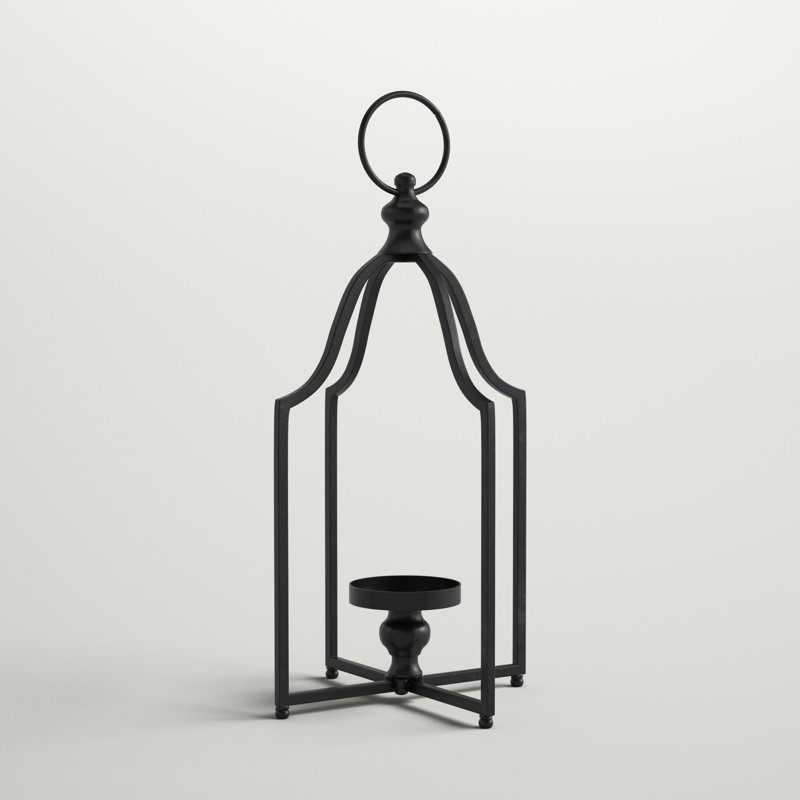 Porte-lanterne en fer, H 16,5 po x l 8 po x P 8 po, Noir, 1