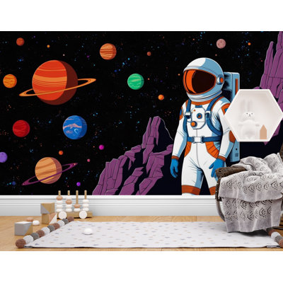 Astronaut Wall Mural – Solar System Peel and Stick Wallpaper for Kids Room & Nursery 603DLU