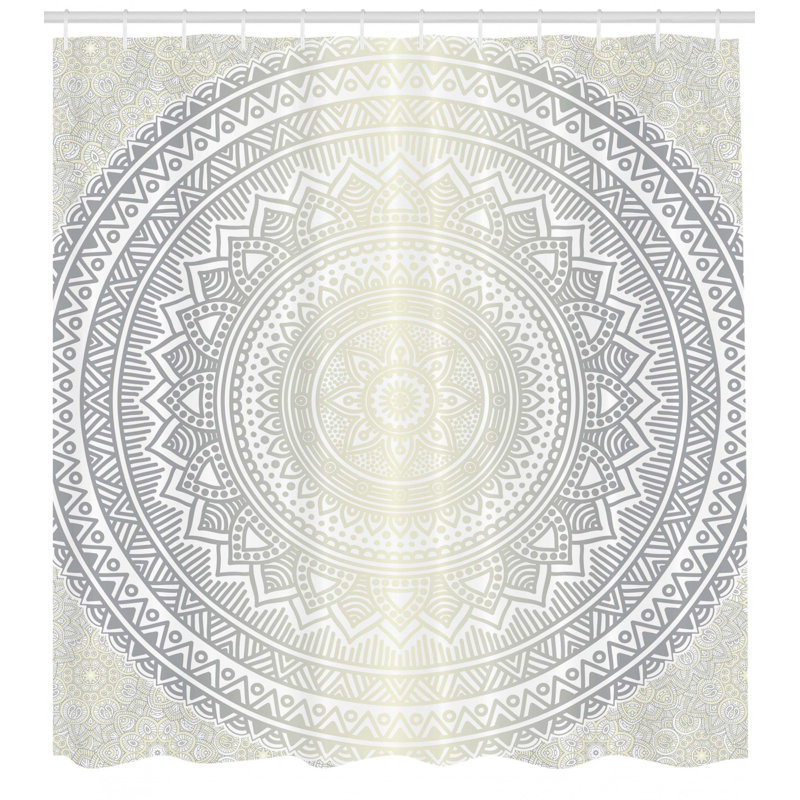 Rideau de douche simple méditation tapis theme Cormac, H 75 po x l 69 po, Gris
