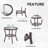 2-Person Elbart Wicker Patio Conversation Set with Side Table，Ottoman & Blue Cushions-1589519210