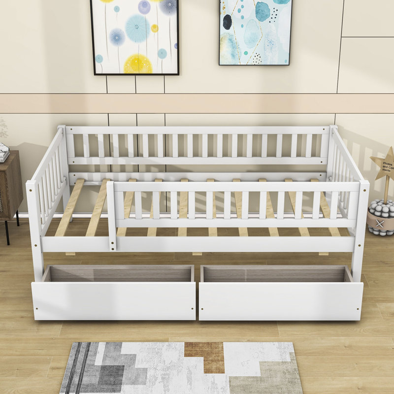 Wood Daybed with Two Drawers, White, Twin