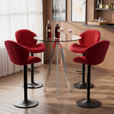 Round Height Pub Table and 2-4 Height-adjustable 360°Bar Stools