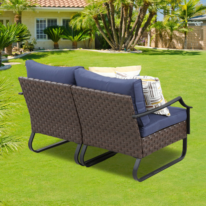 U-leg Collection Wicker Loveseat With Cushions