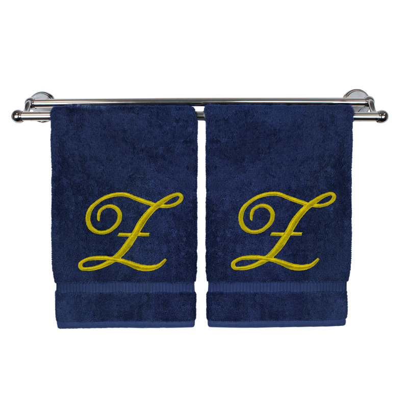 Super Plush Hand Towel, Navy/Gold, Z