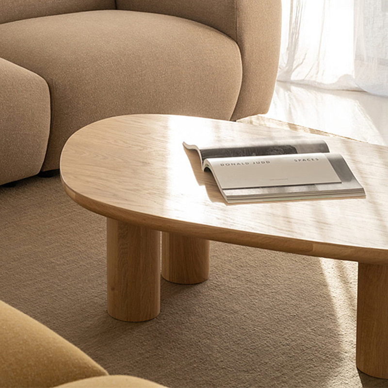 Table basse simple en bois massif de style Wabi-sabi, Burlywood, H 13,78 po x L 47,24 po x l 27,56 po