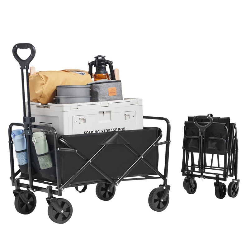 Chariot de plage pliable pliable avec roues tout-terrain, robuste, capacité de 220 lb, pour le camping, le magasinage, le jardin | Idée de cadeau