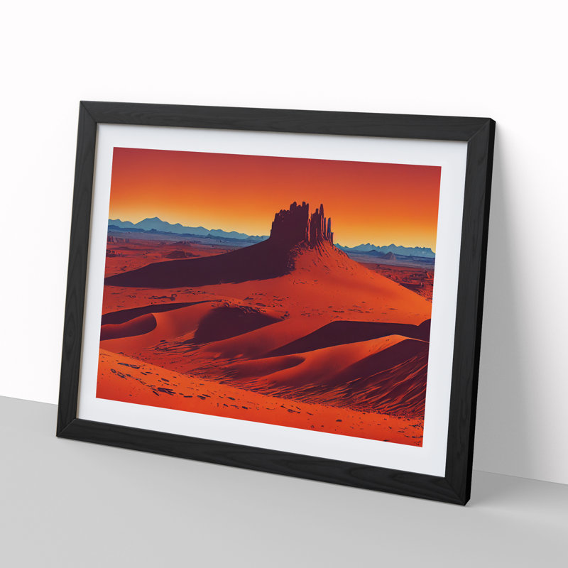 Contoured Desert - Single Picture Frame Print, 46cm H x 64cm W x 2cm D, Black