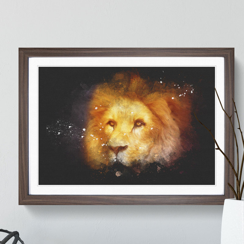 Lion Vol.4 - Picture Frame Graphic Art, Oak Framed, 48cm H x 65cm W x 2cm D