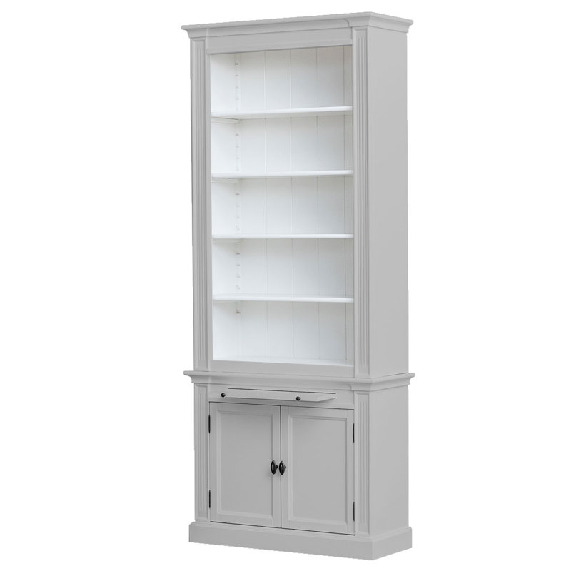 Mckernan 240cm H x 100cm W Solid Wood Library Bookcase, Light Grey