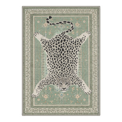 Alinda Apex Leopard Print Washable Area Rug