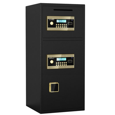 Double - Door Coin Operated Safe With 7.0 Cubic Feet Of Digital Security, And Waterproof Bag, Dual Alarm, Hidden Code, Thickened All Steel, Gap Prying, Wall Or Floor Mount For Secure Life Steel