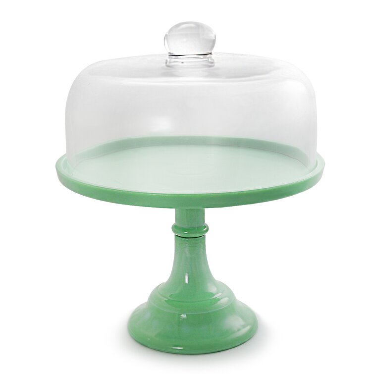 Jade Colored Glass Pedestal Cake Stand - Royal Table Settings