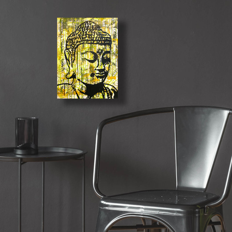 «Yellow Meditating» par Dean Russo Studios, art mural en verre acrylique, H 16 po x l 12 po x P 0,13 po
