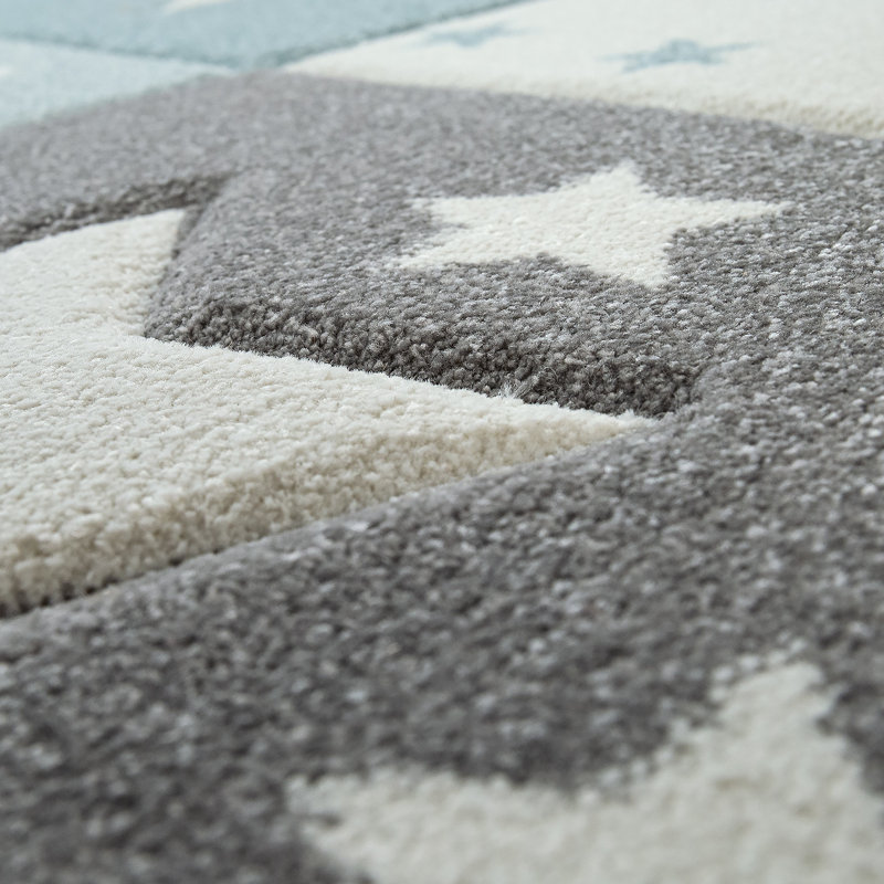 Avenelle Machine Woven Polypropylene Rug, Rectangle 5'3" x 7'7", Blue/White/Gray