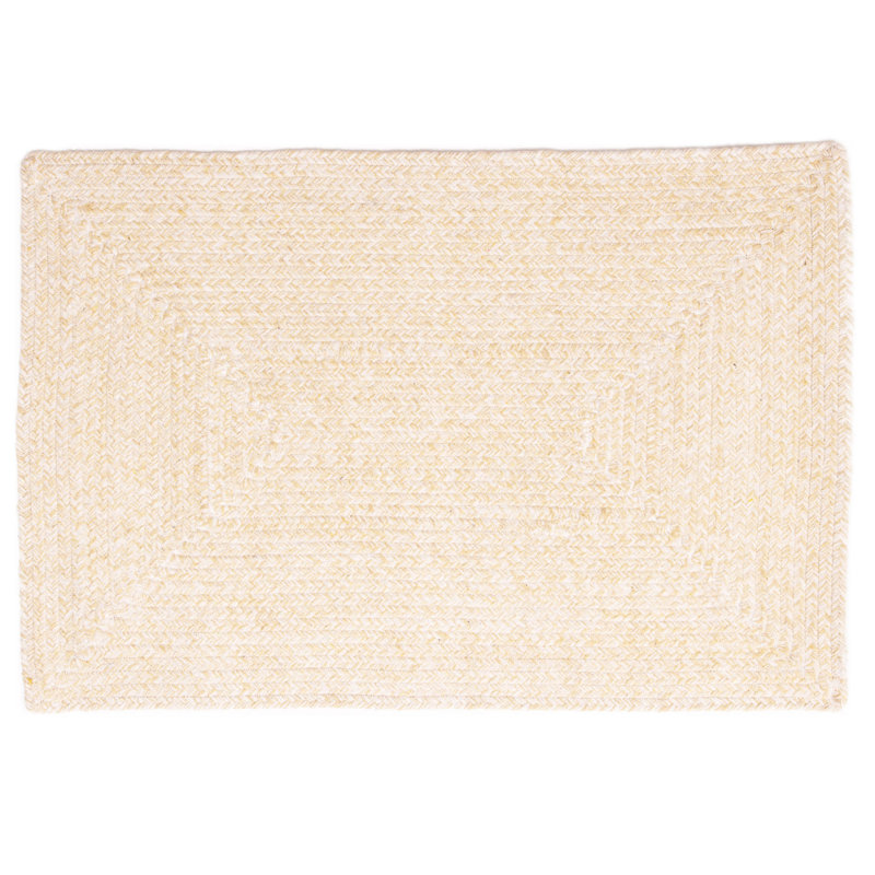 Etherton Farmhouse Hand Braided Cotton Yellow / Ivory Area Rug, Rectangle 4' x 6'