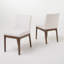 Ensemble de 2 chaises de salle à manger contemporaines - siège et dossier rembourrés, pieds en bois d'hévéa, beige clair