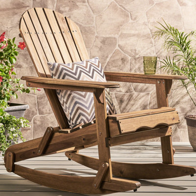 Chaise berçante en gris foncé, faite de bois, chaise d'extérieur pour patio, cour arrière, siège de jardin, chaise en bois fabriquée à la main, couleur grise, attrayante, fabriquée à la main