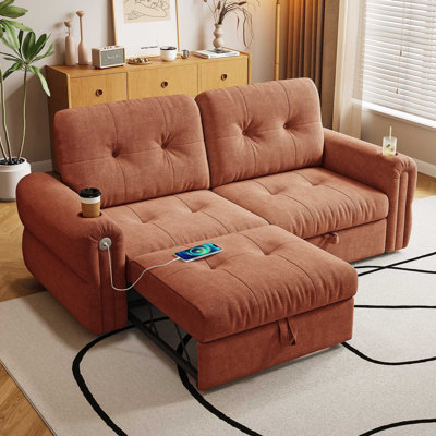 Il s'agit d'un canapé multifonctionnel, d'un canapé-lit convertible de 77 pouces et d'une pièce 2 en 1 convenant à la fois à la position assise et à la position allongée. Fabriqué en tissu Sheneyron