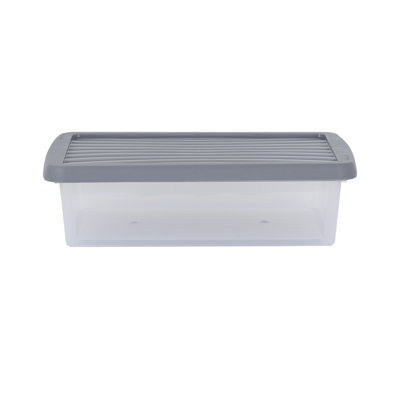 Wham 8L Box & Lid Pack of 3 Clear/Cool Grey