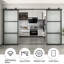Porte de grange coulissante double en métal et en verre transparent avec ensemble de quincaillerie d'installation JUBEST, 2 ensembles de portes-85760822-106893888