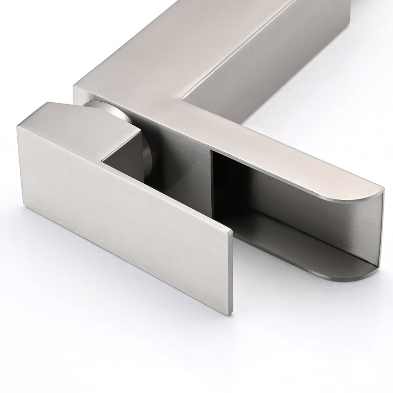 Robinet de lavabo de salle de bain moderne à poignée simple avec plateau et bonde escamotable Modern, Nickel brossé