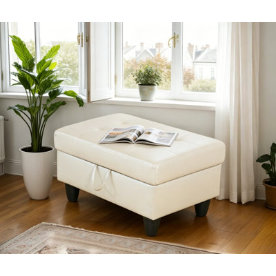 Repose-pied avec rangement en similicuir