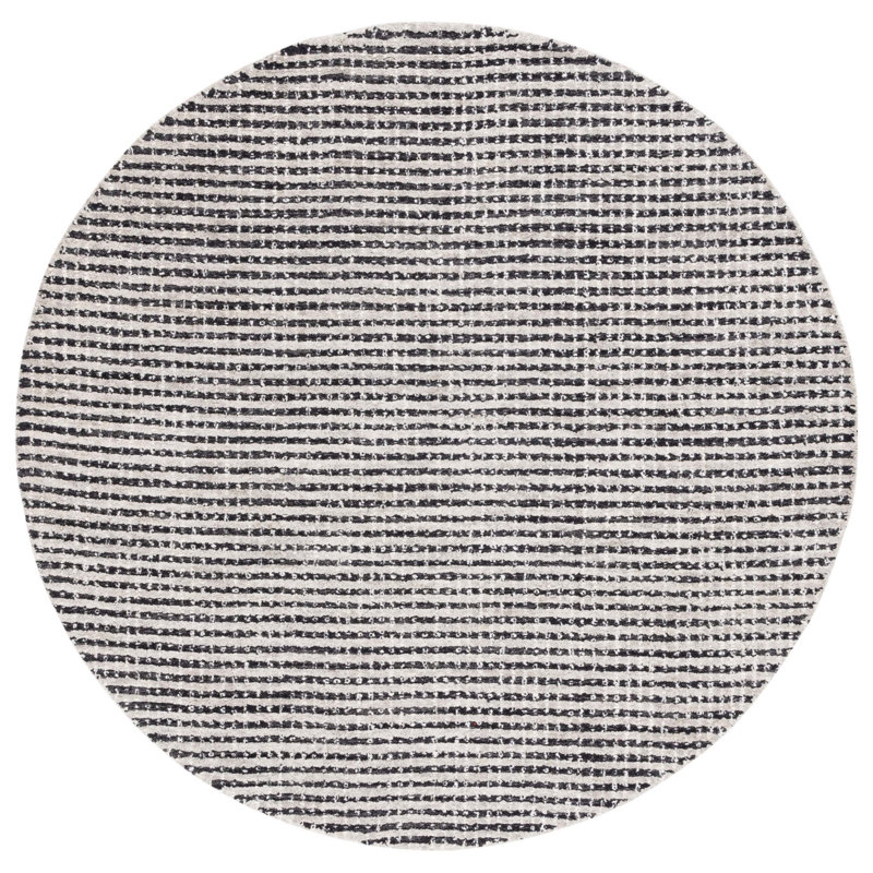 Jennaca Hand Tufted Wool Striped Rug, Round 6'
