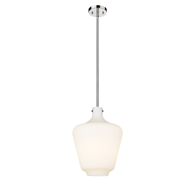 Luminaire suspendu en forme de globe à 1 lumière Honeycutt, Ampoule non incluse, Blanc mat, Nickel poli