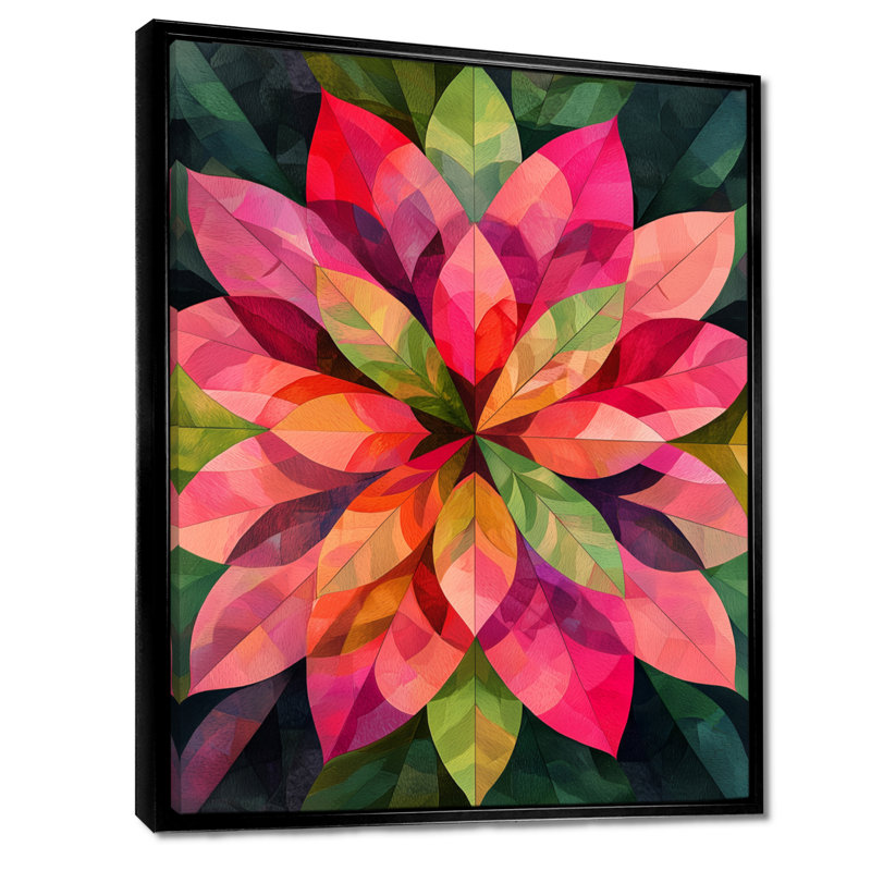 Kaléidoscope feuilles - feuilles, art mural, Noir, Impression encadrée sans passe-partout, H 20 po x l 12 po