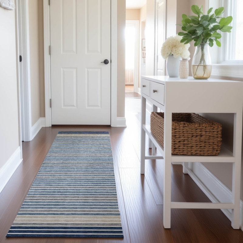 Premium Machine Washable Elize AMF1398 Stripes Rug, Runner 2'3" x 7'6"