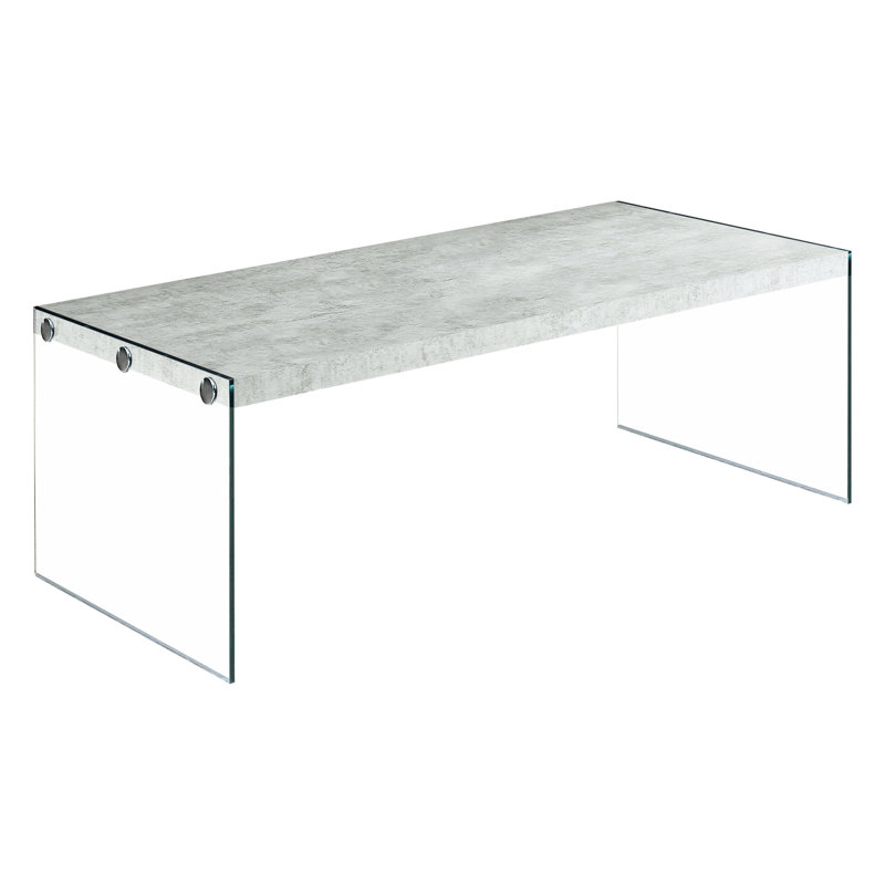 Table basse de 44 po de long en verre trempé gris, créant une ambiance rectangulaire moderne et un verre
