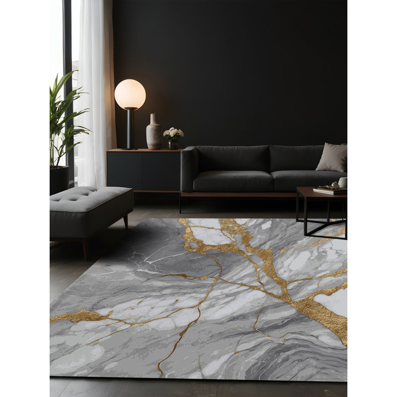 Tapis gris soyeux et moelleux, Carré 7 pi