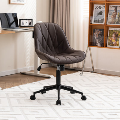 Darlaine Armless Swivel Office Chair Faux Leather Upholstered Waterproof Desk Chair Ergonomic Adjustable Computer Chair by George Oliver