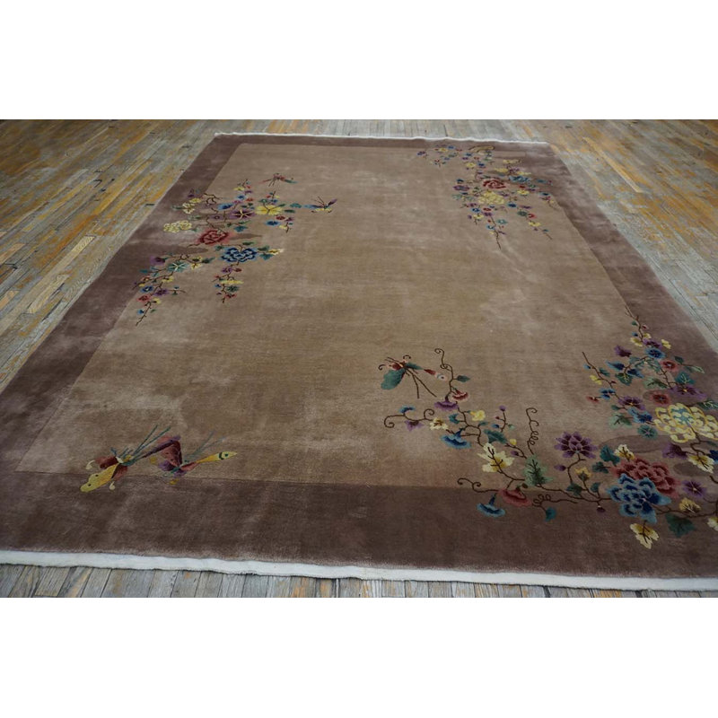 Tapis rectangulaire en laine noué à la main style art déco des années 1920