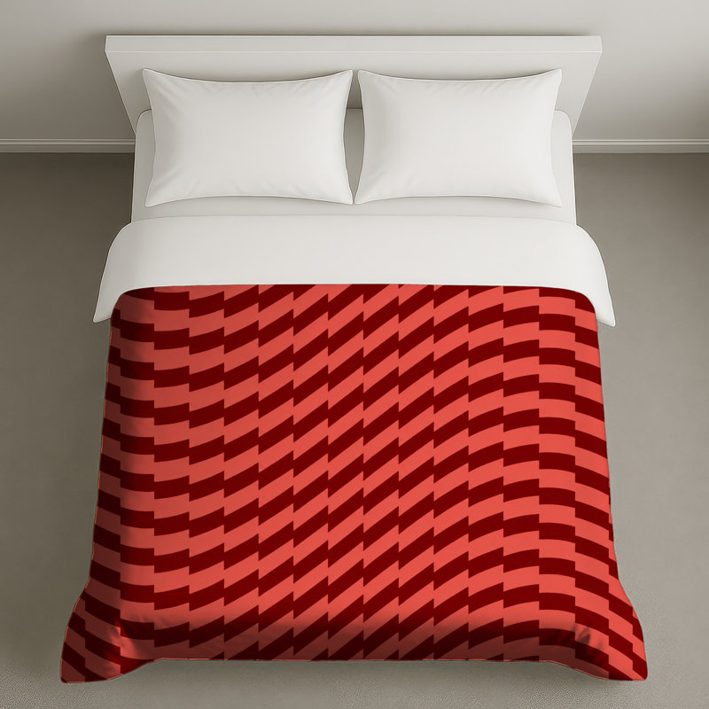 Housses de couette à motif géométrique rouge, Grand lit