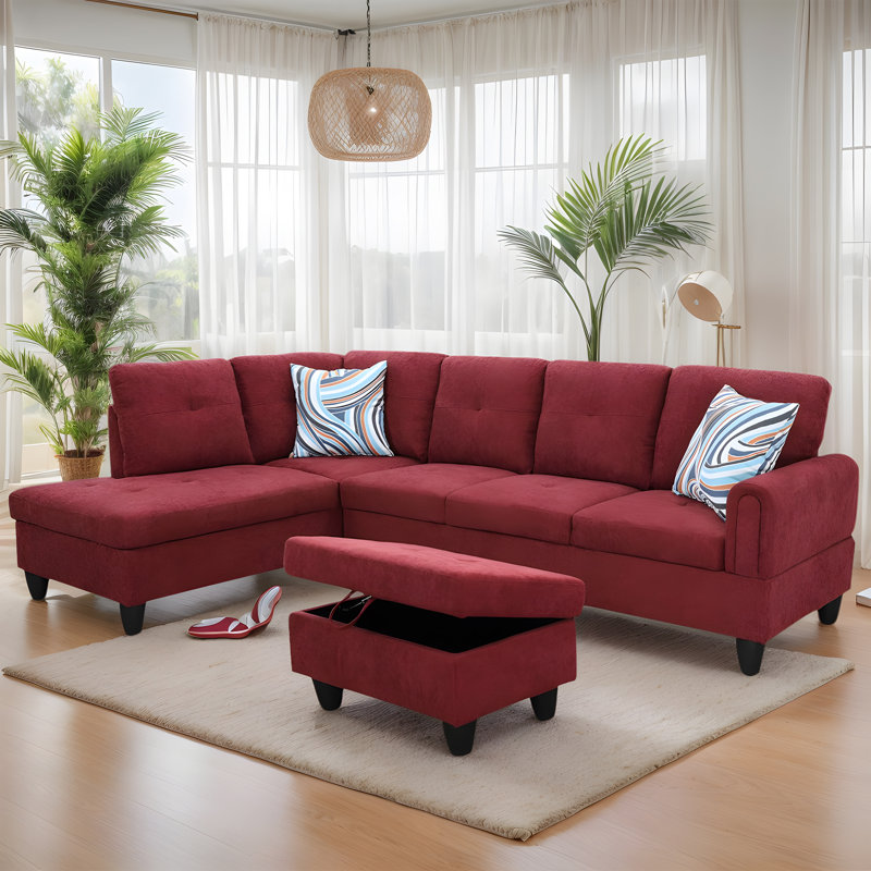 Ensemble de canapé pour 5 personnes avec repose-pieds et rangement - Design élégant, confortable et polyvalent