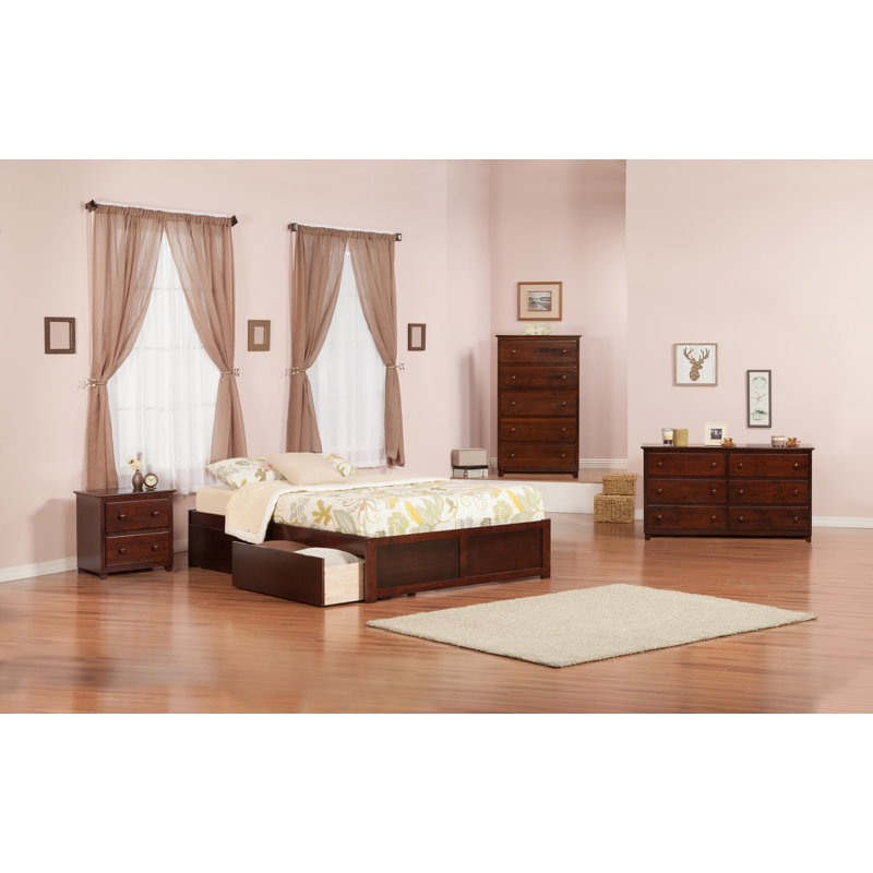 Avdain Platform Storage Bed, Queen, Gray, Solid Wood