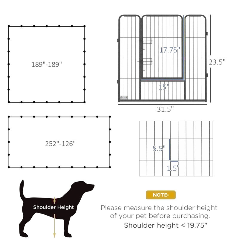 Parc à panneau pour chien avec porte verrouillable