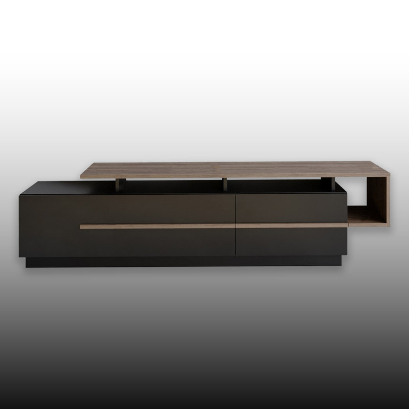 Rectangle Tv Stand For Tvs Up To 78'' With 2 Cabinets And 4 Shelves, Ink/Dark Brown
