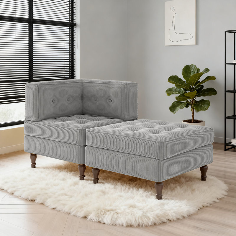Upholstered Chaise Lounge, Light Grey