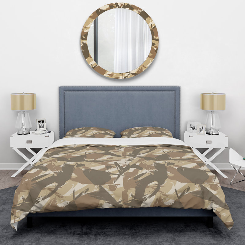 Ensemble de housse de couette en microfibre brun / beige 3 pièces