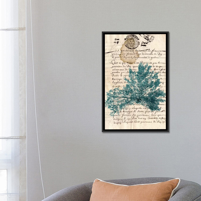 « rétro-algues bleu algues iii », reproduction d’impression sur toile tendue, H 26 po x l 18 po x P 1,5 po, Toile tendue