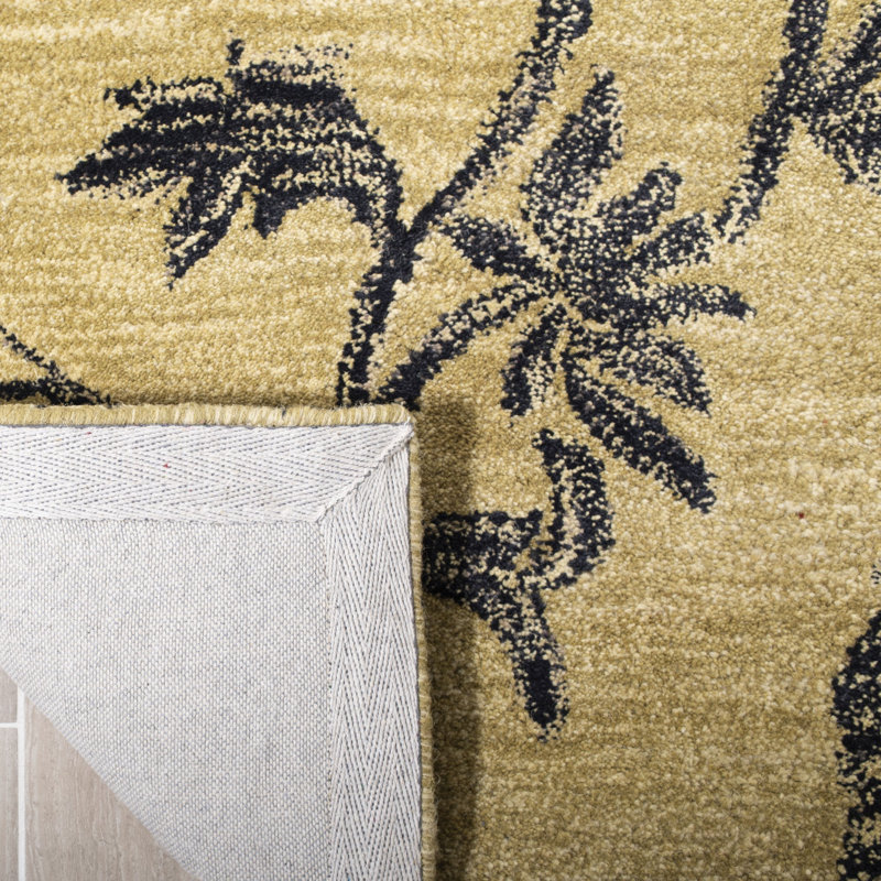 Tapis floral en laine et viscose touffeté à la main Soho, Carré 6 pi