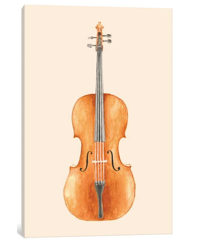« violoncelle », reproduction d’art sur toile tendue, H 18 po x l 12 po x P 1,5 po